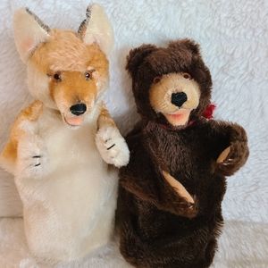 VINTAGE Steiff Mohair Fox and Bear Puppets